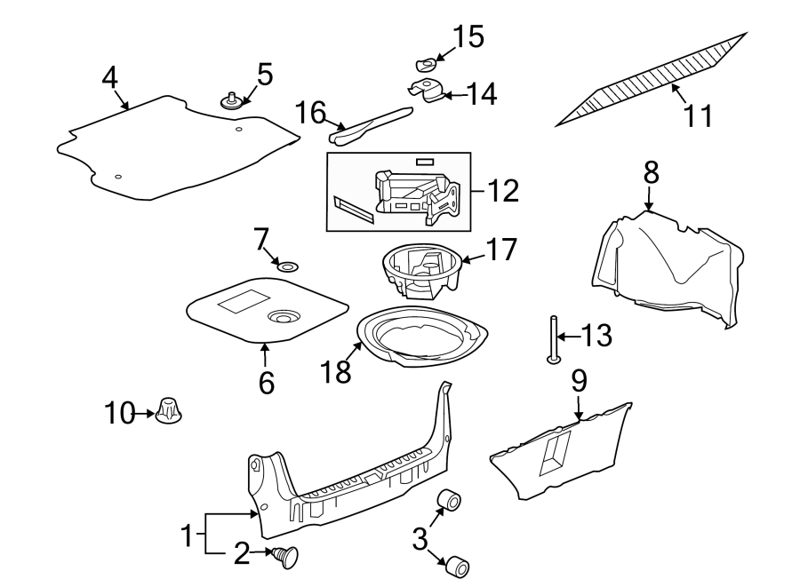 Diagram REAR BODY & FLOOR. INTERIOR TRIM. for your 2013 Chevrolet Camaro ZL1 Coupe 6.2L V8 M/T 