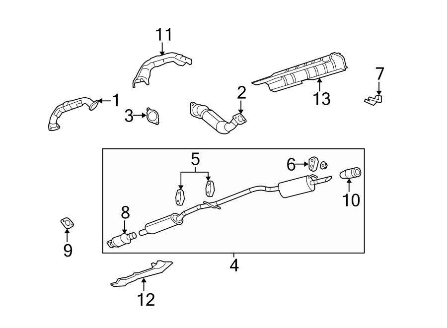 Diagram EXHAUST SYSTEM. EXHAUST COMPONENTS. for your 2023 Chevrolet Camaro LT1 Coupe 6.2L V8 A/T 