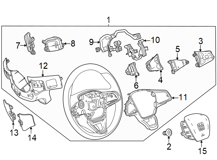 Diagram Steering wheel & trim. for your 2021 Chevrolet Tahoe  Z71 Sport Utility  