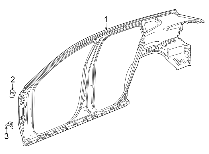 Diagram Pillars. Rocker & floor. Uniside. for your 2021 GMC Sierra 2500 HD  SLE Extended Cab Pickup Fleetside 