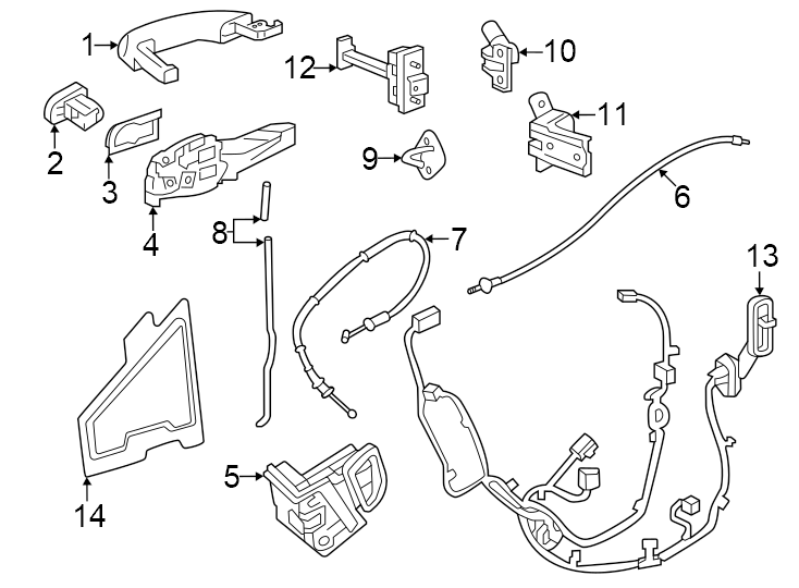 14Inside handle. Outside handle. W/O passive entry. W/PASSIVE entry.https://images.simplepart.com/images/parts/motor/fullsize/AA24560.png