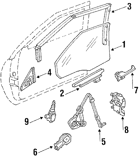 Diagram FRONT DOOR. GLASS & HARDWARE. LOCK & HARDWARE. for your Buick Lesabre  