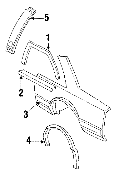 Diagram QUARTER PANEL. EXTERIOR TRIM. for your 1987 Buick Lesabre   