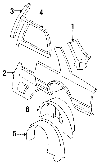 Diagram QUARTER PANEL. INNER STRUCTURE. for your 1987 Buick Lesabre   