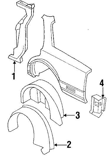 Diagram QUARTER PANEL. INNER STRUCTURE. for your 1987 Buick Lesabre   