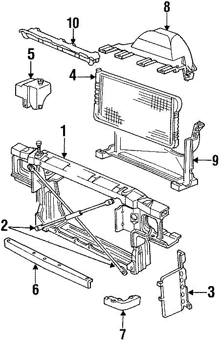 Diagram COOLING FAN. RADIATOR & COMPONENTS. for your 1995 Chevrolet K2500  Base Standard Cab Pickup Fleetside 4.3L Chevrolet V6 A/T 