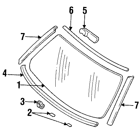 5WINDSHIELD. GLASS. REVEAL MOLDINGS.https://images.simplepart.com/images/parts/motor/fullsize/AA91221.png