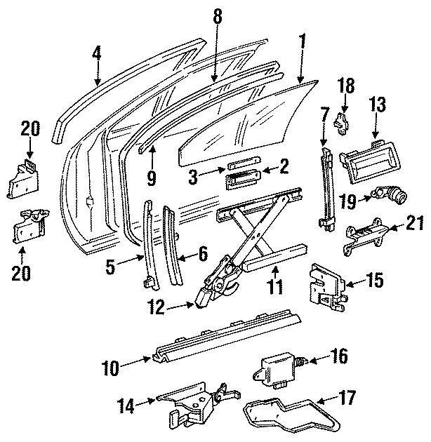 Diagram FRONT DOOR. GLASS & HARDWARE. for your Chevrolet Spark  