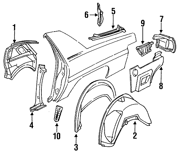 Diagram QUARTER PANEL. INNER STRUCTURE. for your Buick Roadmaster  