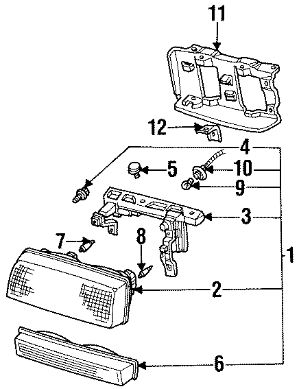 Diagram FRONT LAMPS. HEADLAMP COMPONENTS. for your 2012 Chevrolet Suburban 1500   