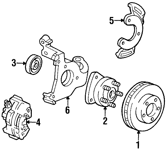 Diagram FRONT SUSPENSION. BRAKE COMPONENTS. for your 2002 GMC Sierra 2500 HD 6.0L Vortec V8 A/T RWD SL Standard Cab Pickup Fleetside 