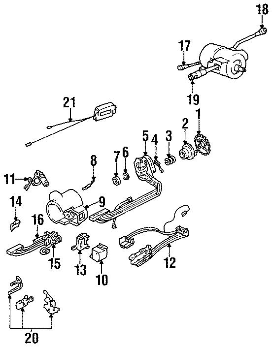 Diagram STEERING COLUMN. SHROUD. SWITCHES & LEVERS. for your 2005 Chevrolet Silverado 1500 Z71 Off-Road Standard Cab Pickup Fleetside  