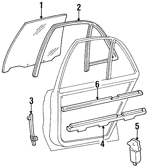 Diagram REAR DOOR. GLASS & HARDWARE. for your 2014 Chevrolet Spark 1.2L Ecotec CVT LS Hatchback 