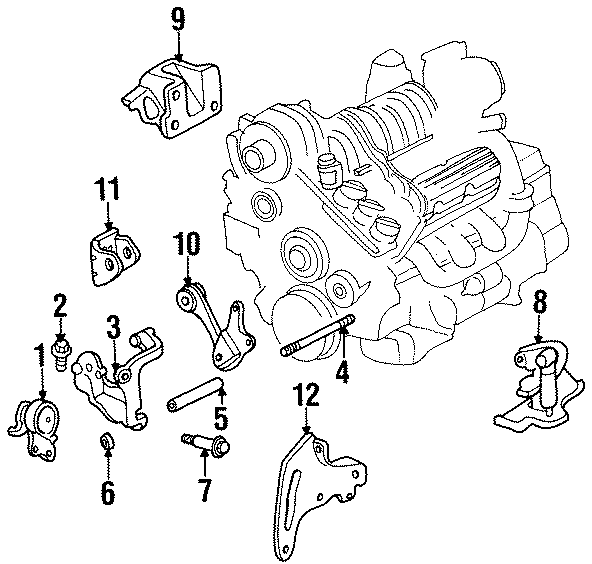 Diagram ENGINE / TRANSAXLE. ENGINE & TRANS MOUNTING. for your 2011 GMC Sierra 2500 HD 6.0L Vortec V8 FLEX A/T 4WD SLT Crew Cab Pickup 