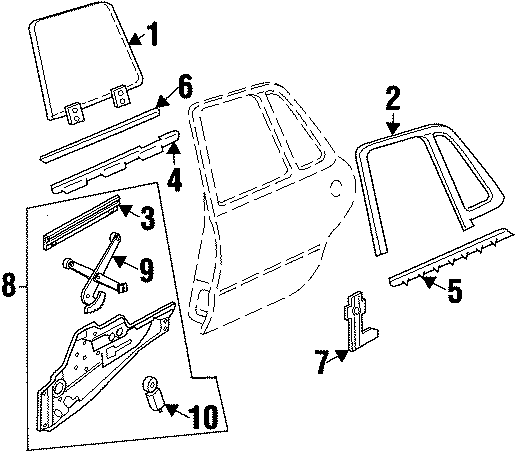 Diagram REAR DOOR. GLASS & HARDWARE. for your 2014 Chevrolet Spark 1.2L Ecotec CVT LS Hatchback 