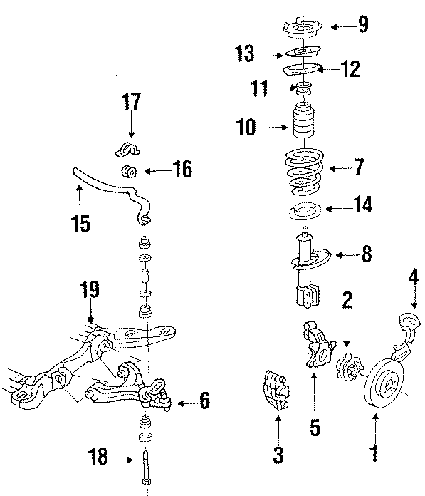 Diagram FRONT SUSPENSION. BRAKE COMPONENTS. SUSPENSION COMPONENTS. for your 2004 GMC Sierra 2500 HD 6.0L Vortec V8 CNG A/T 4WD Base Crew Cab Pickup 