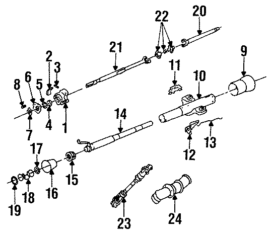 Diagram STEERING COLUMN. HOUSING & COMPONENTS. for your 2005 Chevrolet Astro Base Extended Cargo Van 4.3L Vortec V6 A/T AWD 