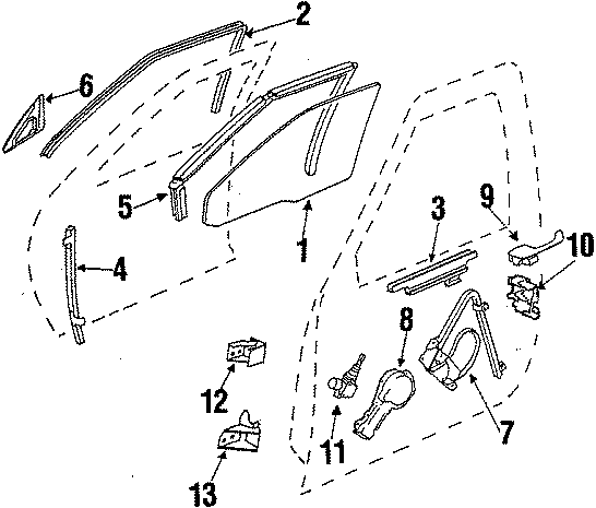 Diagram FRONT DOOR. GLASS & HARDWARE. for your 2014 Chevrolet Spark   