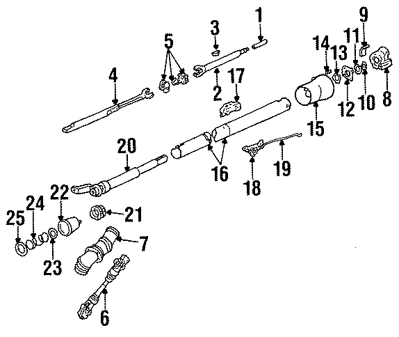 Diagram STEERING COLUMN. HOUSING & COMPONENTS. for your 2005 Chevrolet Astro Base Extended Cargo Van 4.3L Vortec V6 A/T AWD 