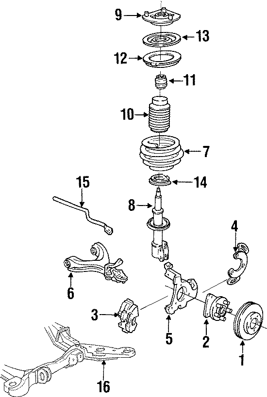 Diagram FRONT SUSPENSION. BRAKE COMPONENTS. SUSPENSION COMPONENTS. for your 2023 Chevrolet Camaro   