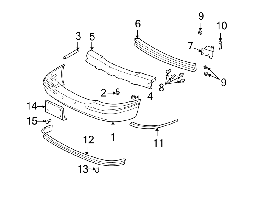 Diagram FRONT BUMPER. BUMPER & COMPONENTS. for your 2024 Chevrolet Suburban  Premier Sport Utility  