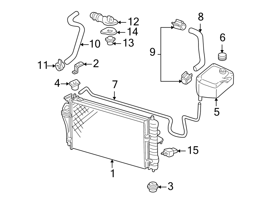 Diagram Radiator & components. for your 2004 Chevrolet Silverado   