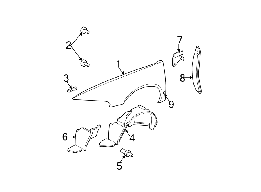 Diagram EXTERIOR TRIM. FENDER & COMPONENTS. for your 2021 GMC Sierra 2500 HD 6.6L V8 A/T 4WD Base Extended Cab Pickup 