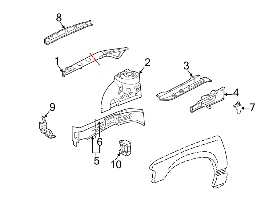 Diagram Fender. Structural components & rails. for your 2020 Cadillac XT4   