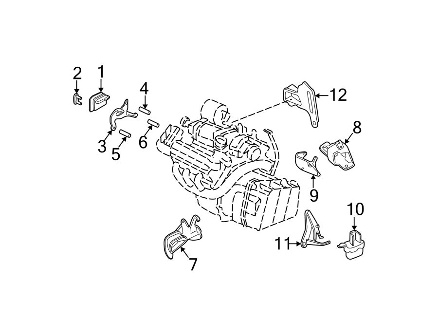 Diagram ENGINE / TRANSAXLE. ENGINE & TRANS MOUNTING. for your 2014 GMC Sierra 2500 HD 6.0L Vortec V8 FLEX A/T 4WD SLT Crew Cab Pickup Fleetside 