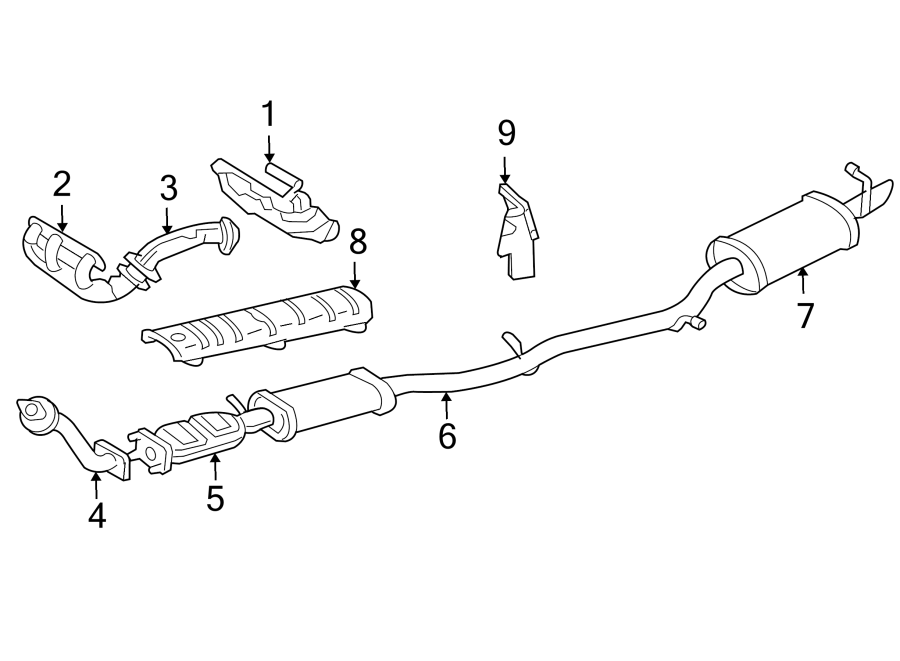 Diagram EXHAUST SYSTEM. EXHAUST COMPONENTS. for your 1992 Chevrolet K3500  Scottsdale Extended Cab Pickup Fleetside 6.5L V8 DIESEL A/T 