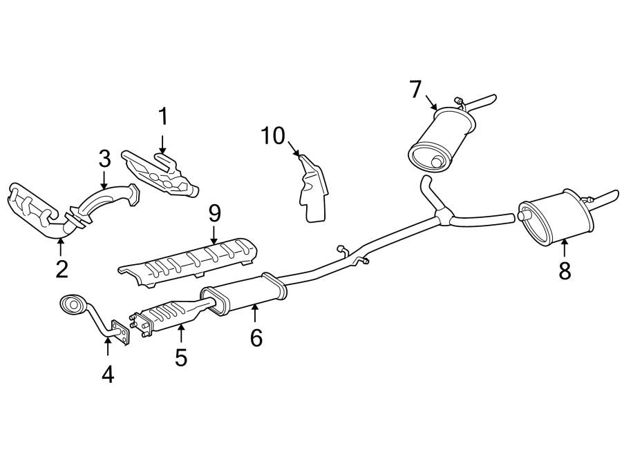 Diagram EXHAUST SYSTEM. EXHAUST COMPONENTS. for your 1992 Chevrolet K3500  Scottsdale Extended Cab Pickup Fleetside 6.5L V8 DIESEL A/T 