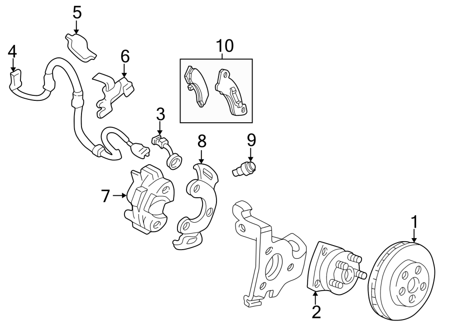 Diagram Front suspension. Brake components. for your 2016 GMC Sierra 2500 HD 6.0L Vortec V8 CNG A/T 4WD SLE Extended Cab Pickup 