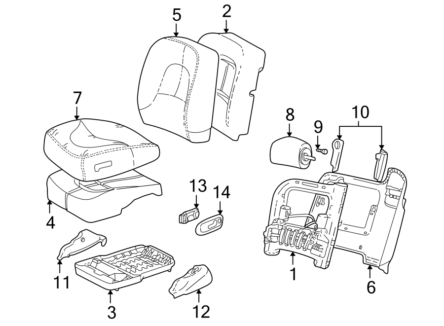 SEATS & TRACKS. FRONT SEAT COMPONENTS.