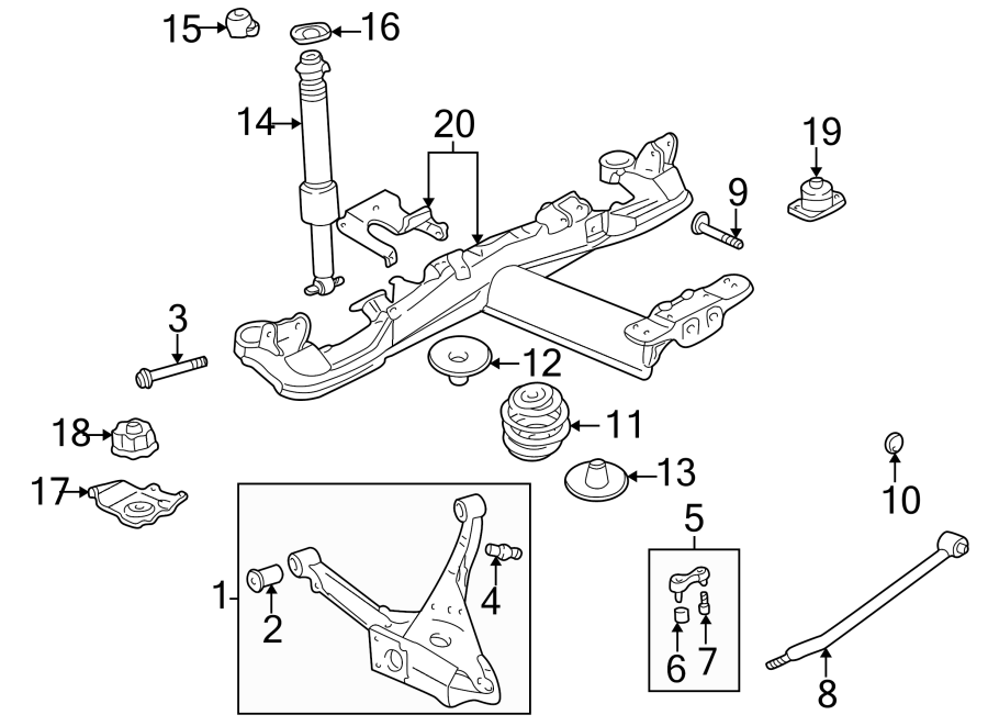 Diagram REAR SUSPENSION. SUSPENSION COMPONENTS. for your 2019 GMC Sierra 2500 HD 6.6L Duramax V8 DIESEL A/T RWD Base Extended Cab Pickup Fleetside 