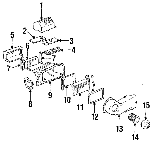 Diagram AIR CONDITIONER & HEATER. EVAPORATOR & HEATER COMPONENTS. for your 2013 Buick Enclave    