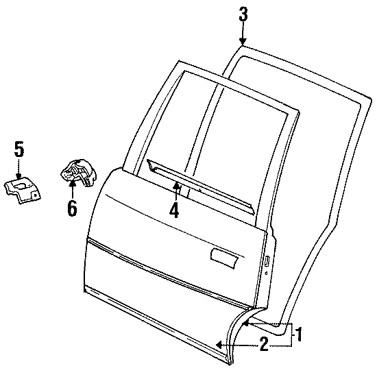 Diagram REAR DOOR. DOOR & COMPONENTS. for your Cadillac