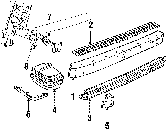 Diagram REAR BUMPER. BUMPER & COMPONENTS. for your 1984 Chevrolet Celebrity Base Coupe 2.8L Chevrolet V6 M/T 