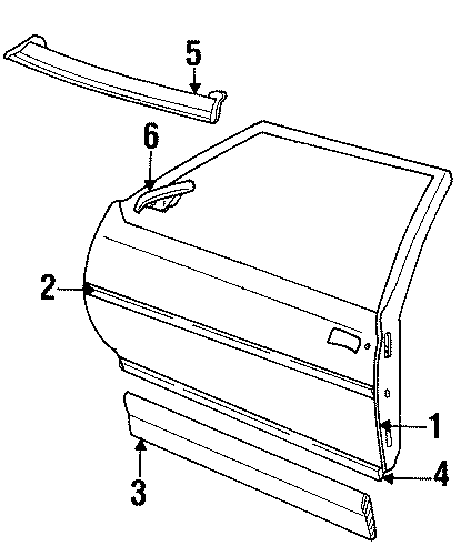 Diagram FRONT DOOR. EXTERIOR TRIM. for your 1987 Chevrolet Celebrity Base Coupe  