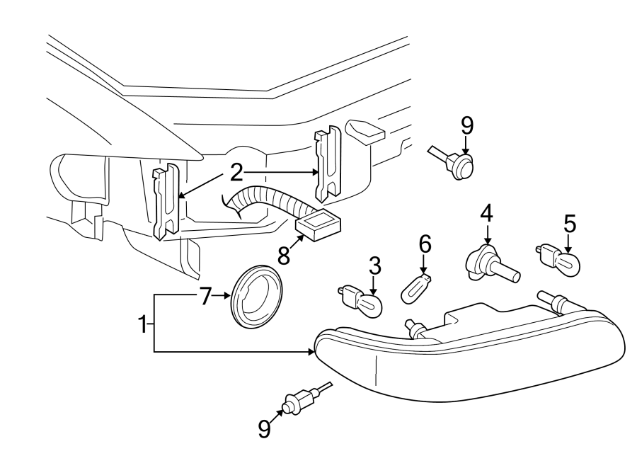 Diagram FRONT LAMPS. HEADLAMP COMPONENTS. for your 2005 Chevrolet Aveo    