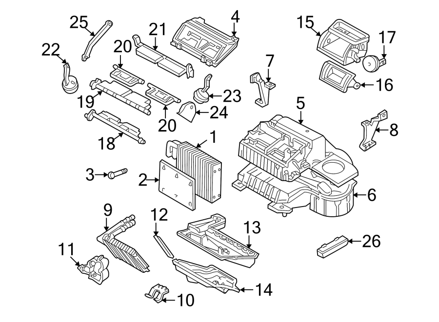 Diagram AIR CONDITIONER & HEATER. EVAPORATOR & HEATER COMPONENTS. for your 2017 Buick Enclave    