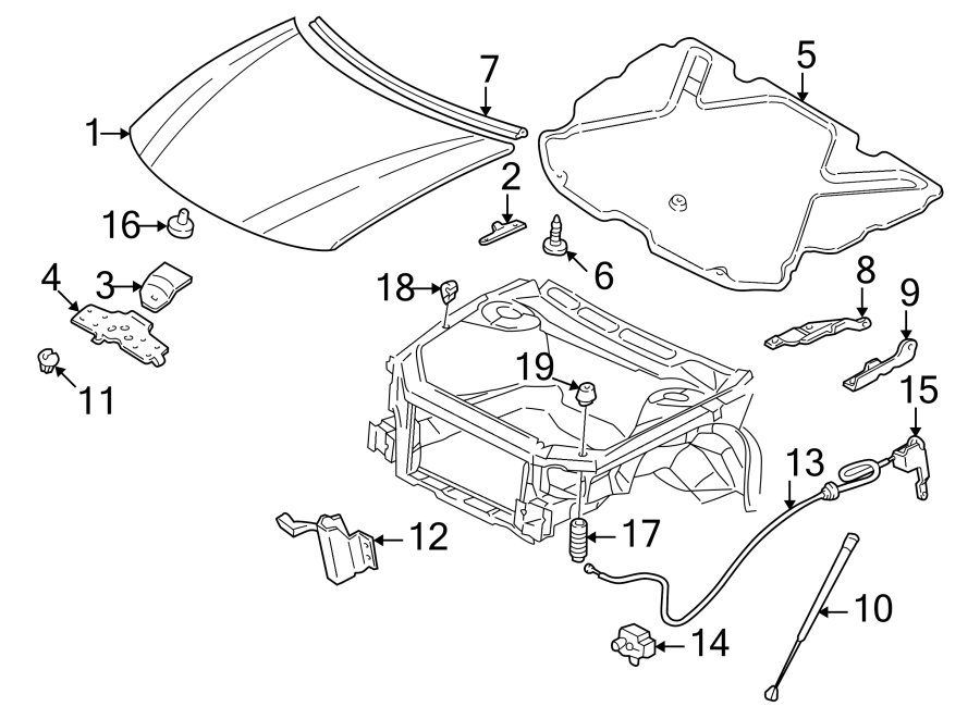 Diagram HOOD & COMPONENTS. for your 2007 GMC Sierra 1500 Classic SL Extended Cab Pickup  