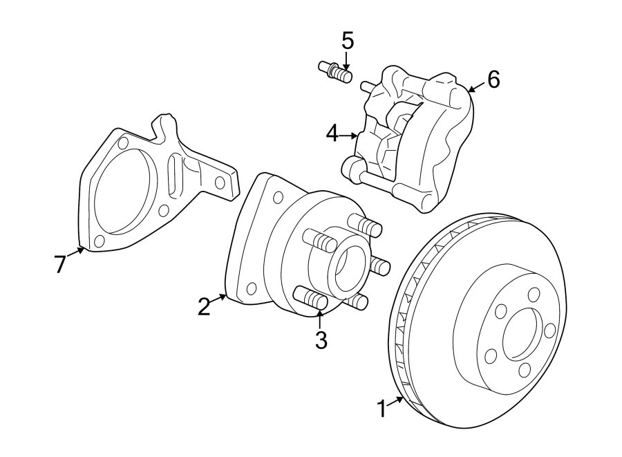 Diagram FRONT SUSPENSION. BRAKE COMPONENTS. for your 2004 GMC Sierra 2500 HD 6.6L Duramax V8 DIESEL A/T 4WD SLE Crew Cab Pickup 