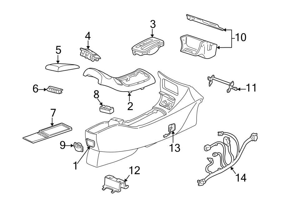 Diagram INSTRUMENT PANEL. FRONT CONSOLE. for your 2012 Buick Enclave    