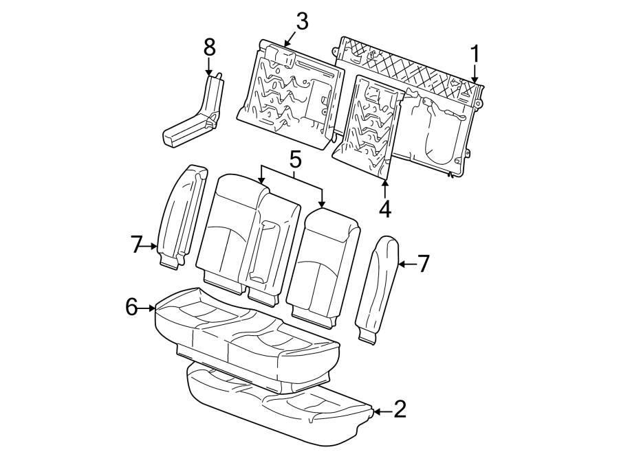 SEATS & TRACKS. REAR SEAT COMPONENTS.