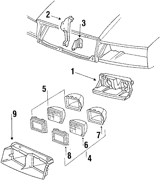 Diagram FRONT LAMPS. HEADLAMP COMPONENTS. for your Buick Riviera  