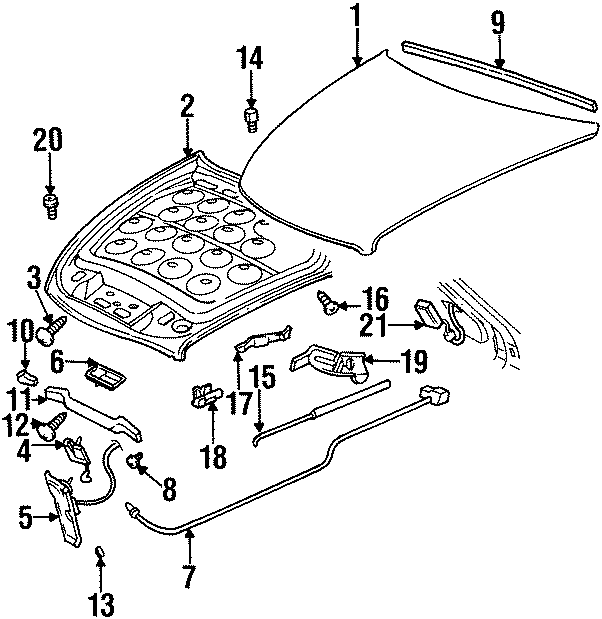 Diagram HOOD & GRILLE. HOOD & COMPONENTS. for your 2005 Chevrolet Trailblazer EXT   