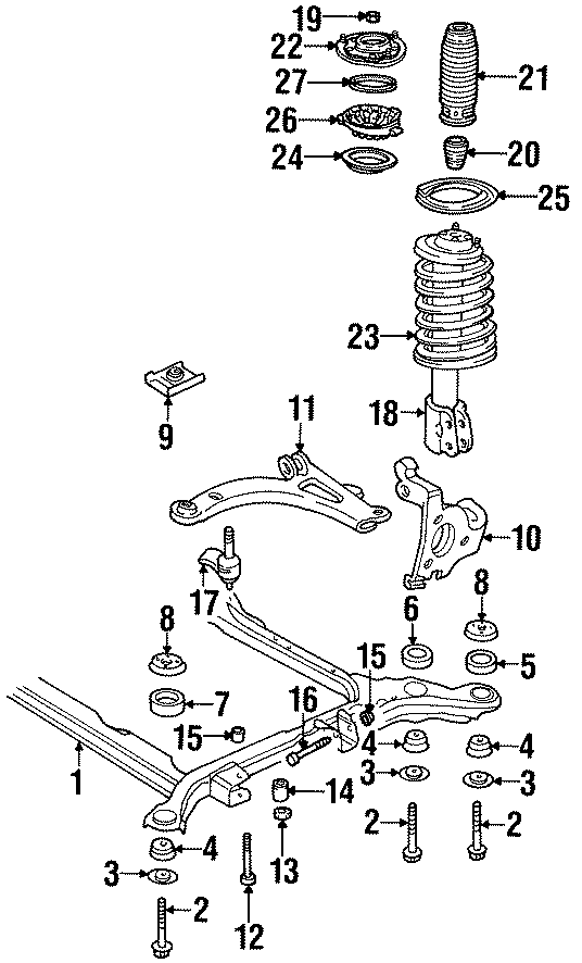 Diagram FRONT SUSPENSION. SUSPENSION COMPONENTS. for your 2017 GMC Sierra 2500 HD 6.0L Vortec V8 FLEX A/T RWD Base Extended Cab Pickup Fleetside 