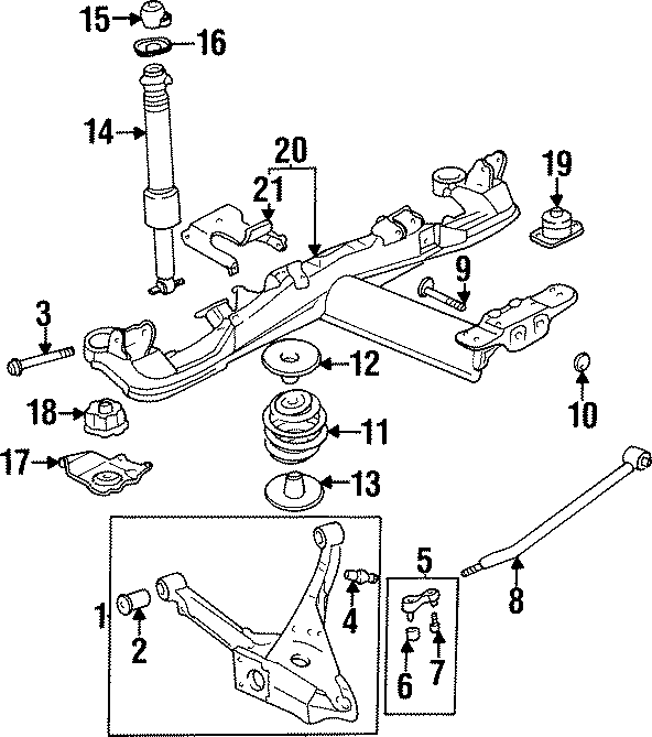 Diagram REAR SUSPENSION. SUSPENSION COMPONENTS. for your 2017 GMC Sierra 2500 HD 6.0L Vortec V8 A/T 4WD Base Crew Cab Pickup Fleetside 