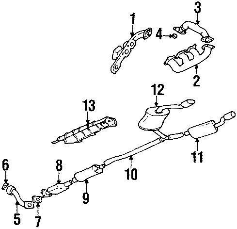 13EXHAUST SYSTEM. EXHAUST COMPONENTS. MANIFOLD.https://images.simplepart.com/images/parts/motor/fullsize/AD95436.png