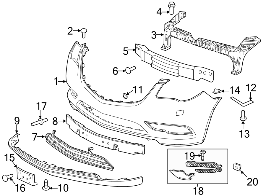 Diagram FRONT BUMPER. BUMPER & COMPONENTS. for your 2020 Chevrolet Suburban    